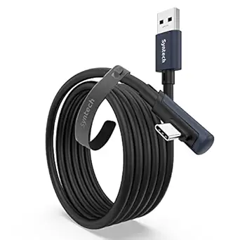 Syntech Link Cable 10 FT Compatible with Oculus/Meta Quest 3/Meta Quest 3S, Quest2/Pro/Pico 4/Ultra Accessories and PC/SteamVR, High Speed PC Data Transfer, USB 3.0 to USB Cable for VR Headset, Black