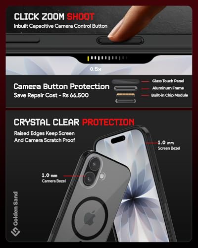 Image of Golden Sand Aura MagSnap Series Transparent Back Cover for iPhone 17 5G | Ultra-Clear Glass Feel | Military Grade Protective Case, Camera Protection (Space Black)