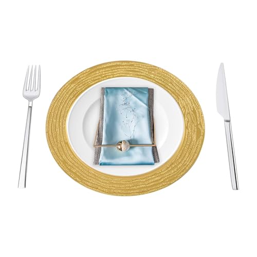 100 platos redondos reutilizables de 13 pulgadas dorados