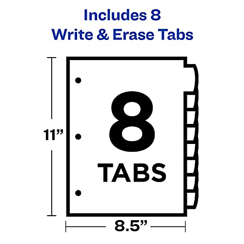 Image of Avery Write & Erase Plastic Dividers, 8-Tab, Multicolor, 24 Sets