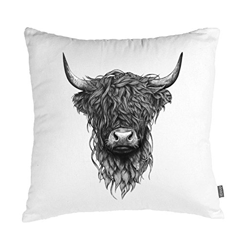 Julongcul Highland Cow Hold Pillow Case 50cmx50cm Beige