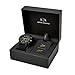A｜X ARMANI EXCHANGE Men's Chronograph Black Silicone Strap & Luggage Tag Gift Set (Model: AX7105)