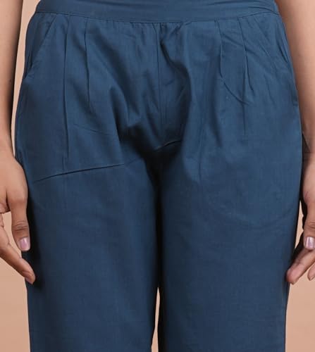 Image of Women's Cotton Ankle Fit Trouser Pants for Women & Girls | Women Regular Fit with Two Pocket Trouser for Office School Formal Casual Daily Use