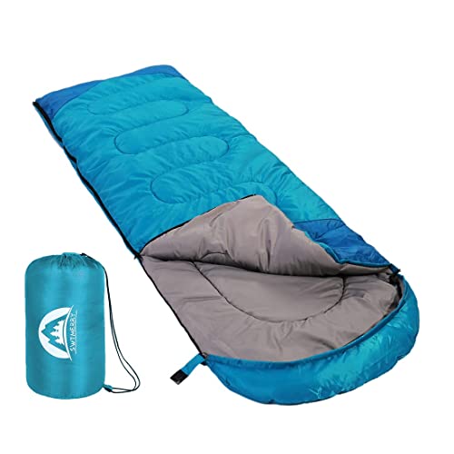 SWTMERRY Sleeping Bag 3 Season Warm & Cool Weather – Summer, Spring, Fall, Lightweight,Waterproof Indoor & Outdoor Use for Kids, Teens & Adults for Hiking,Backpacking and Camping (Sky Blue, Single)