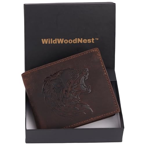 Leather Men's Wallet – Genuine Leather, Multiple Card Slots, Zipper Pocket, Slim Bifold Design, Elegant & Durable(Wolf)3