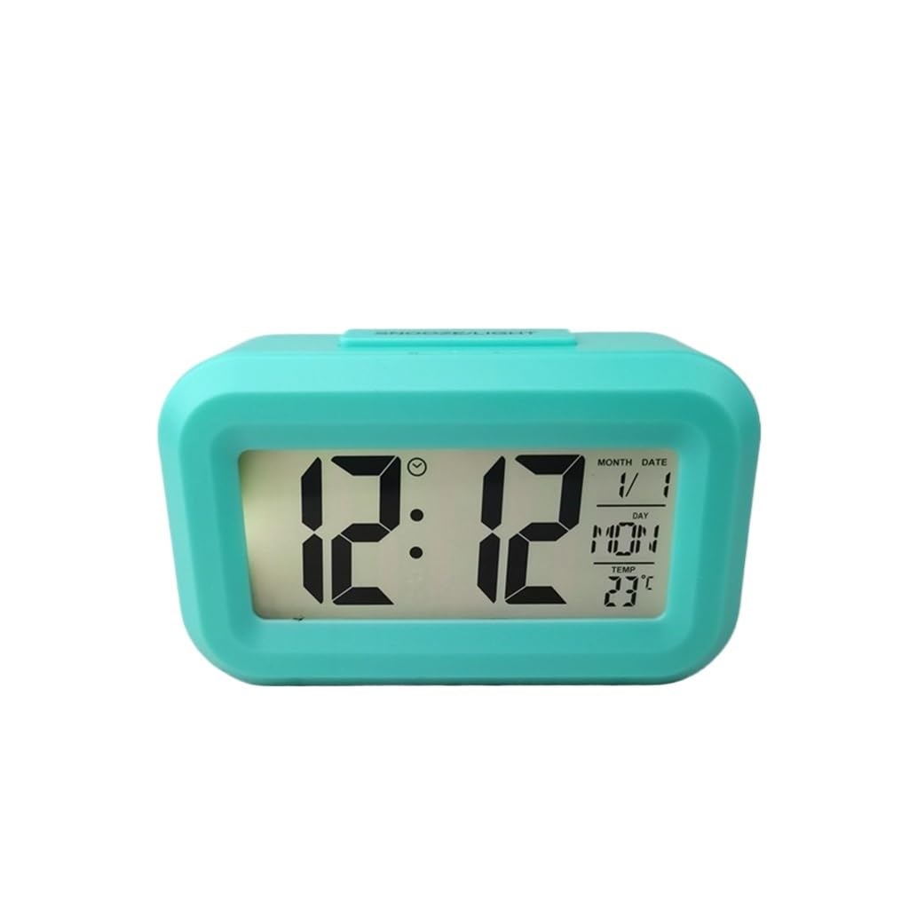 HRWLY Mini Music Digital Alarm Clock Backlight Snooze Mute Calendar Desktop Table Clocks Temperature Electronic Led(Argento)