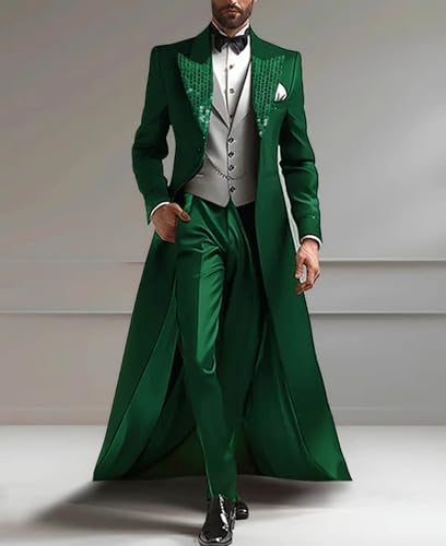 Men's 3-Piece Tuxedo Suit Peaked Lapel Coat, Vest and Pants, Formal Evening Wear2