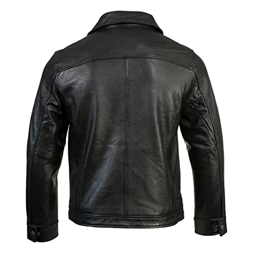 Boston Harbour 2.0 Men's Black New Zealand Lamb Leather Fashion Car Coat Jacket SFM18982