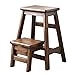 2-stopniowy stołek drewniany stołek dziecięcy, uniwersalny stołek dziecięcy ze schodami do sypialni/łazienki/toalety/kuchni maksymalne obciążenie stołek do szafy 150 kg (naturalny) (brązowy)