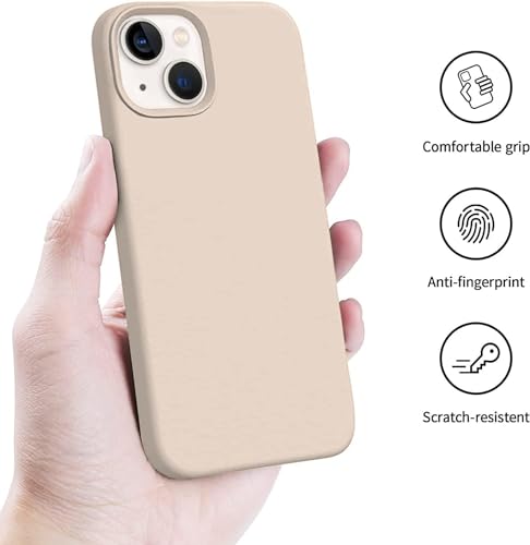 Image of NAFS Silicone Case Compatible with iPhone 14 | Camera Protect Microfiber Lining Cover | Case Cover for iPhone 14 (Sand White)