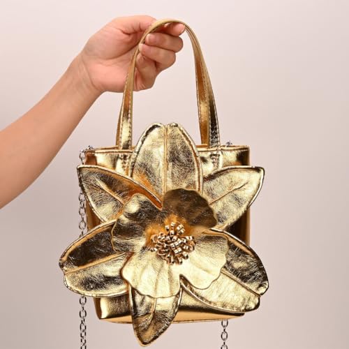 Image of Mini Flower Evening Purse Floral Clutch Purses for Women PU Leather Evening Handbag with Chain Wedding Party Prom