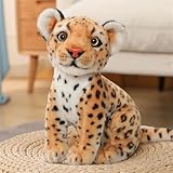 Matériaux de haute qualité : le doudou léopard est fabriqué en peluche douce et en coton PP de haute qualité. La tête de léopard est en plastique, sûre et agréable sur la peau.