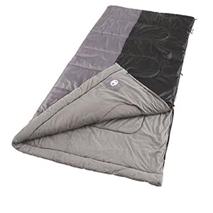 Coleman Biscayne Big & Tall Warm-Weather Sleeping Bag, 40°F Camping Sleeping Bag for Adults, No-Snag 2-Way Zipper for Ventilation with Stuff Sack Included, Fits Adults up to 6ft 4in Tall
