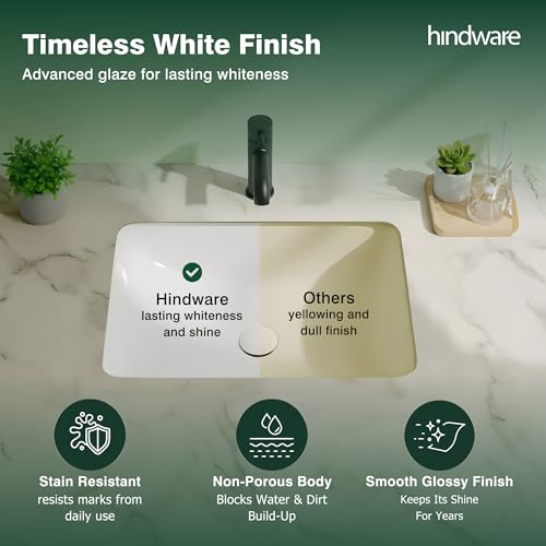 Image of Hindware Italian Collection Garnet Under the Counter Wash Basin for Bathroom | Made of Ceramic | Star White Color | 10-Year Manufacturer Warranty