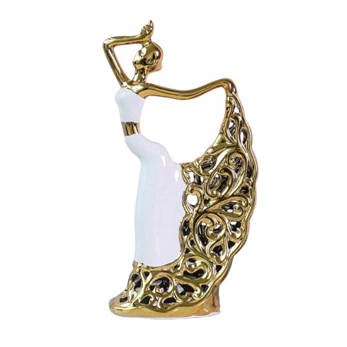 Escultura – Decoración de cerámica con forma de bailarina – Decoración moderna elegante para entrada, estantería, escritorio, salón, dormitorio, decoración de regalo