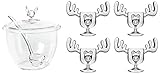 Christmas Moose Mug Punch Bowl Set with 4 Moose Mugs - Safer Than Glass