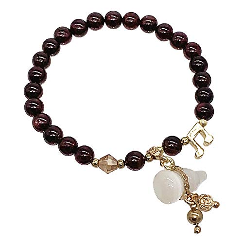 Feng Shui Handmade Chinese Wu Lou/Hu Lou Bracelet for Health and Protection (dark red)