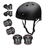 Skateboard Bike Helmet for Adults Adjustable Knee Elbow Pads Wrist Guards Protective...