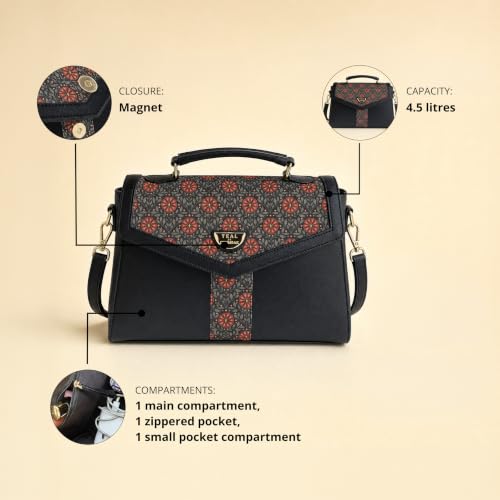 Image of TEAL BY CHUMBAK Duffle Crossbody Bag for Women - Polyester Sling Crossbody Bag with Adjustable Strap, 3.3L Storage | Magnet Closure Travel Purse | Gifts for Women