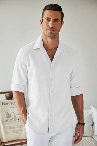 COOFANDY Men's Casual Button Down Shirt Long Sleeve Untucked Chambray Shirt Wrinkle Free Dress Shirts3