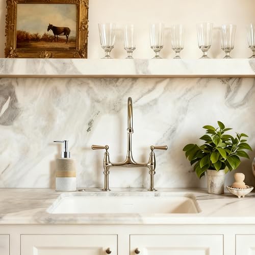 Image of Ceramic Kitchen Dish Soap Dispenser Set with Stainless Steel Pump | Refillable Hand Soap, Shampoo and Conditioner, Body Wash, Lotion Dispenser | for Kitchen and Bathroom Counter Non Slip, 12 Oz