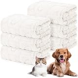 Hahafelt 6 Pcs Soft Fleece Puppy Blankets Pet Blanket for Small Dog Cat Kitten 23 x 16 Inches Washable Fluffy Flannel Blankets for Dogs Pet House Bed (Beige)