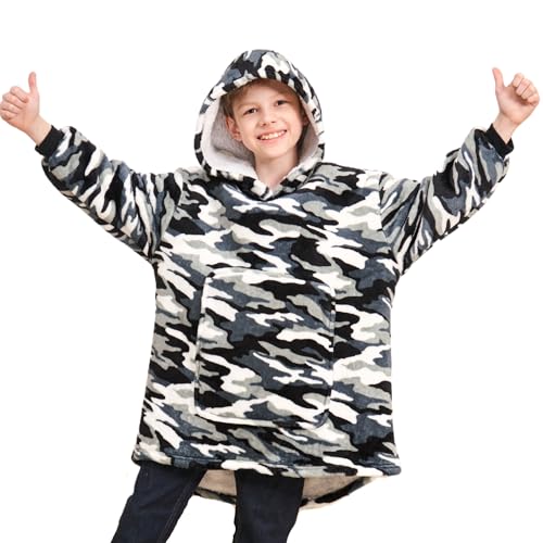 Sweat à capuche gamer garçons pull plaid enfants et ado couverture géante