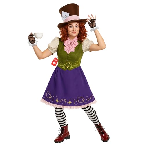 Fun Shack Disfraz Sombrerero Loco Mujer, Sombrerera Loca, Alicia, Disfraces para Carnaval y Halloween, L