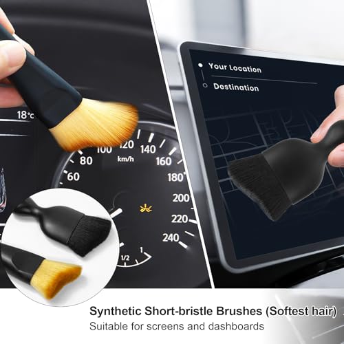 Quelcc 5 Stück Auto Pinsel Innenraum, Pinsel Autoreinigung Staubbürste Auto Staub Schnell Entfernen Weich Verhindert Kratzer, für Armaturenbrett, Lüftungsdüsen und Zwischenräume
