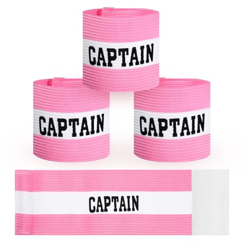 3PCS Captain Armbands, 9x29Cm/3.5x11.5 Inch Pink Soccer Captain Armband Adjustable Leader Armband...