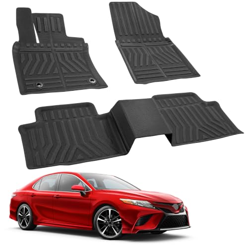 Image of Car Floor Mats for Toyota Camry 2018-2024 FWD 3 PCS Not for AWD & Hybrid | Smart Package Factory Direct XPE Material All Weather Easy-install Odorless Waterproof No Trim Non-slip Easy-clean Durable