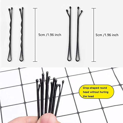 200 Pieces Bobby Pins,Hair Pins for women,Black hair Grips Clip,Wavy Bobby Pins and Straight clip Hair Grips Slides Metal Hair Clips - Image 2