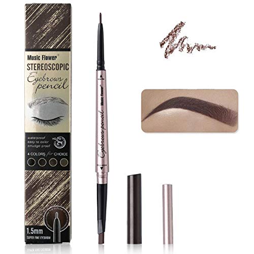 Music Flower Eyebrow pencil with Dual Ends, Eyebrow pen Brow Pencil Dark Brown