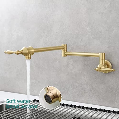 Robinet de cuisine mural en laiton noir extensible avec bras pivotant