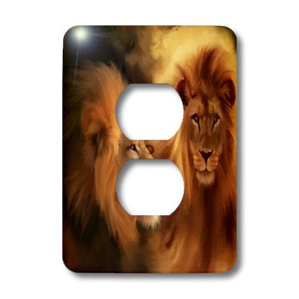 Couvercle de prise 2 prises 3dRose Double Lion pour décoration murale chic