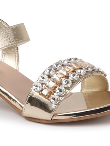 Image of iconics Women Glamorous block Heel Sandal with Crystal Embellishment
