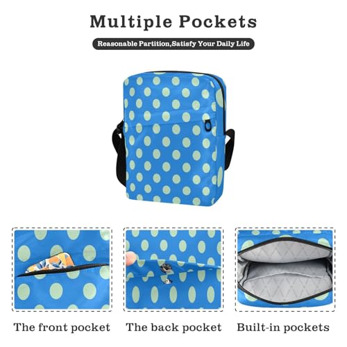 messenger bag mens crossbody bag Woman Handbag Shoulder Strap Adjustable Strap for Outdoor Daily Outdoor Daily- Polka Dots Blue Minimalist2