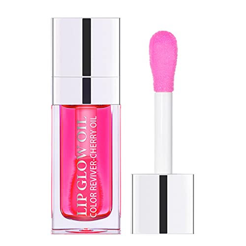 Lip Glow Oil - Hydrating Lip Oil for Women - Non-Sticky Lip Gloss Oil Jelly Lip Cherry Liquid Lipstick for Moisturizing, Reduces Fine Lines Prevent Chapped Lips