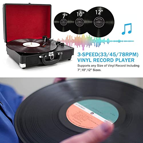 Tourne-Disque Valise, Platine Vinyle Bluetooth avec Haut-parleurs stéréo intégrés, Lecteur Vinyle 3 Vitesses, Su Chaque… - Les Beatles, Paul McCartney, John Lennon, RIngo Starr, George Harrison Tourne-Disque Valise, Platine Vinyle Bluetooth avec Haut-parleurs stéréo intégrés, Lecteur Vinyle 3 Vitesses, Su Chaque… – Image 3
