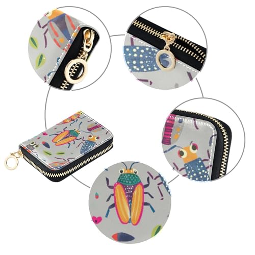 GAIGEO Fun Wallets for Women Small RFID Blocking Credit Card Wallets Colorful Cartoon Animal Yellow Coin Purse Pouch with Zipper4