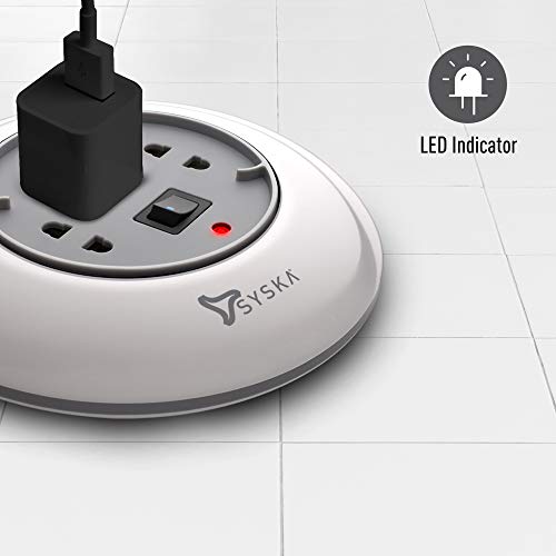 Image of SYSKA PW-0301 Universal Sockets Power Wheel 1500 Watt, 240V and 4m Cord Length Extension Board with Smooth Rotation, Rocker Switch and Overheat Protection - (Grey and White)