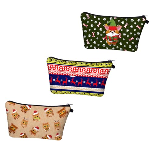 Adorabile Trousse Per Il Trucco A Forma Di Gufo Natalizio 3 Pezzi Astuccio Per Matite Beauty Case Custodia Per Gioielli Da Viaggio