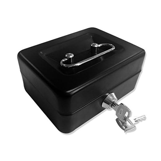 Jssmst Locking Small Steel Cash Box Without Money Tray,Lock Box,Black Small