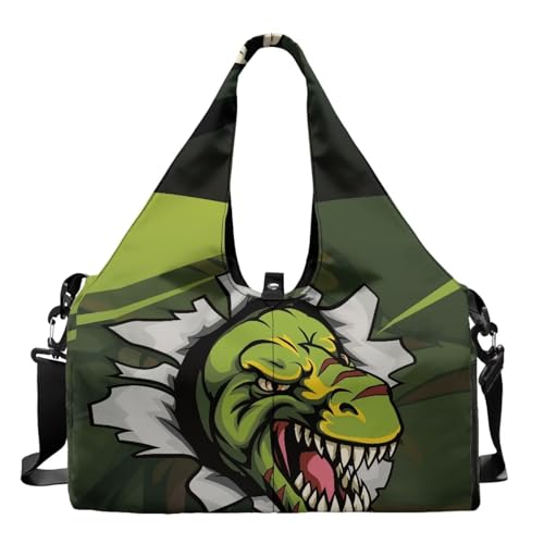 Dinosaur Mens Gym Duffle Bag Double Zipper Gym Bags for Men with Shoe Compartment, Yoga Mat Carrier, Mens Small Gym Bag for Running Swimming Pilates