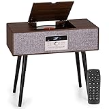 Auna Plattenspieler für Schallplatten, Plattenspieler mit Lautsprecher, MP3, CD-Player & USB, Schallplattenspieler mit Bluetooth & Fernbedienung, DAB+/FM Radio, Moderner Plattenspieler mit Beinen