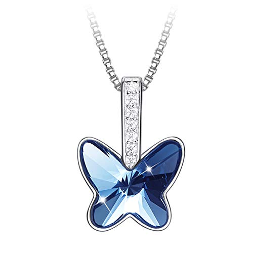 Preisvergleich Produktbild CRYSLOVE Schmetterling Kette Damen 925 Sterling Silber Kristallen ''Schmetterling Traum'' Anhänger Halskette,Halskette Schmuck Damen, Geschenke für Frauen