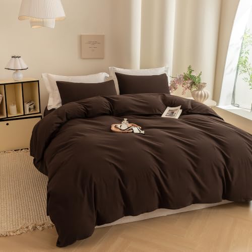 Image of Cocoa Brown Duvet Cover Only Ultra Soft & Breathable Comforter Cover King