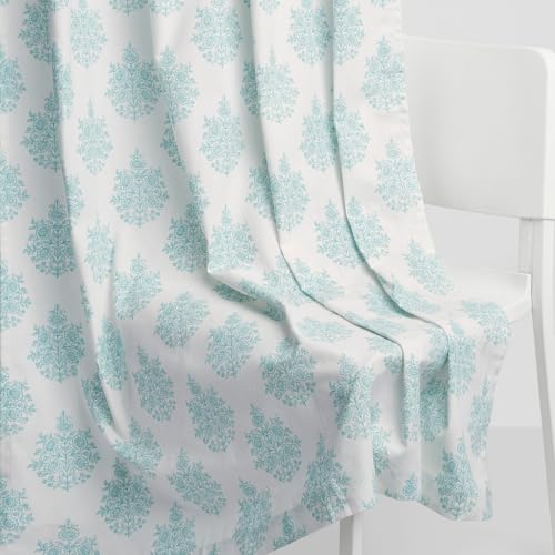 Image of haus & kinder Digital Printed Cotton Window Curtain 5 Feet Long Pack of 2 Window Curtains, 5 Feet Curtain for Window (Ciel Botanique, Blue 130x152 CM)