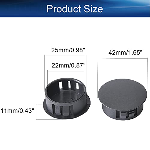 Image of Heyiarbeit 100pcs Hole Plugs 1 inch / 25mm Nylon Plastic Round Snap in Type Locking Hole Tube Furniture Fencing Post Pipe Insert End Caps Black Tone