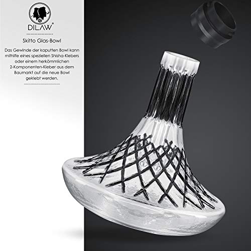 DILAW® SKITTO X Shisha Bowl Glas Ersatzglas Big Bowl ohne Gewinde Passend auf Shisha-Modelle mit Einer Außendurchmesser… – Bild 5